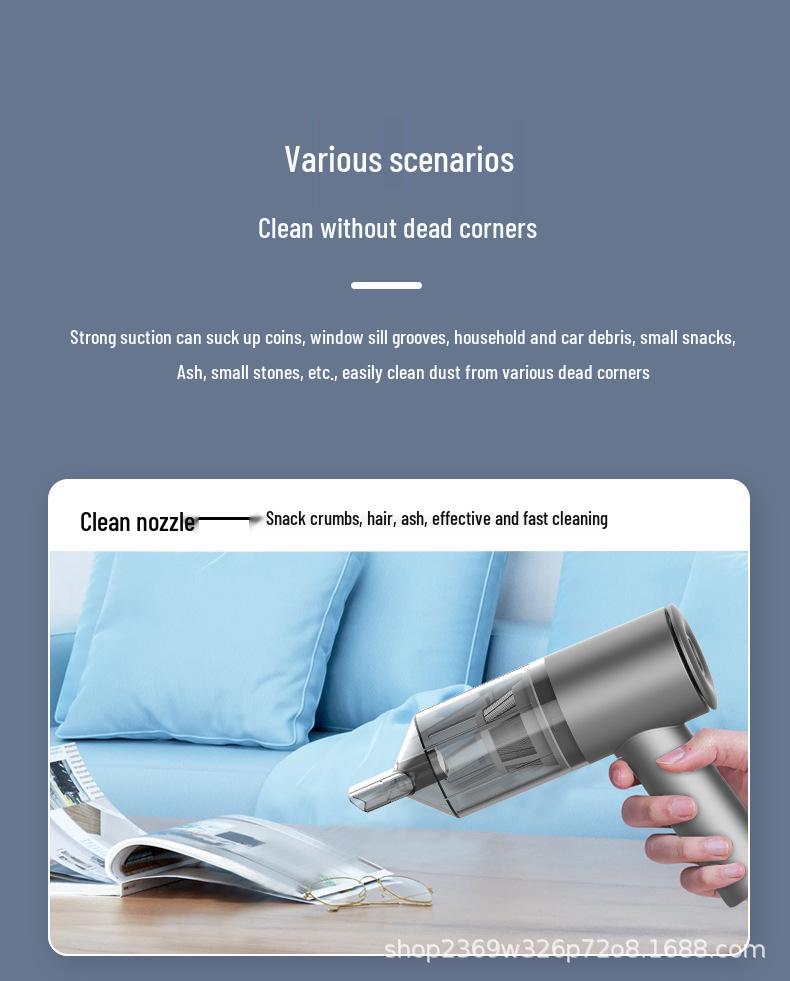 Wireless Portable Car and Home Vacuum Cleaner – Dual-Use Mini Handheld for Interiors