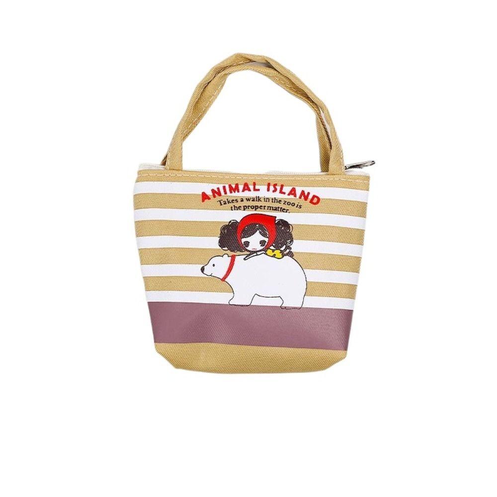 Bag Giraffe Small Purse Wallets Bear Cartoon Coin Purse Mini Canvas Handbag Lipstick Cosmetic Bag бежевый