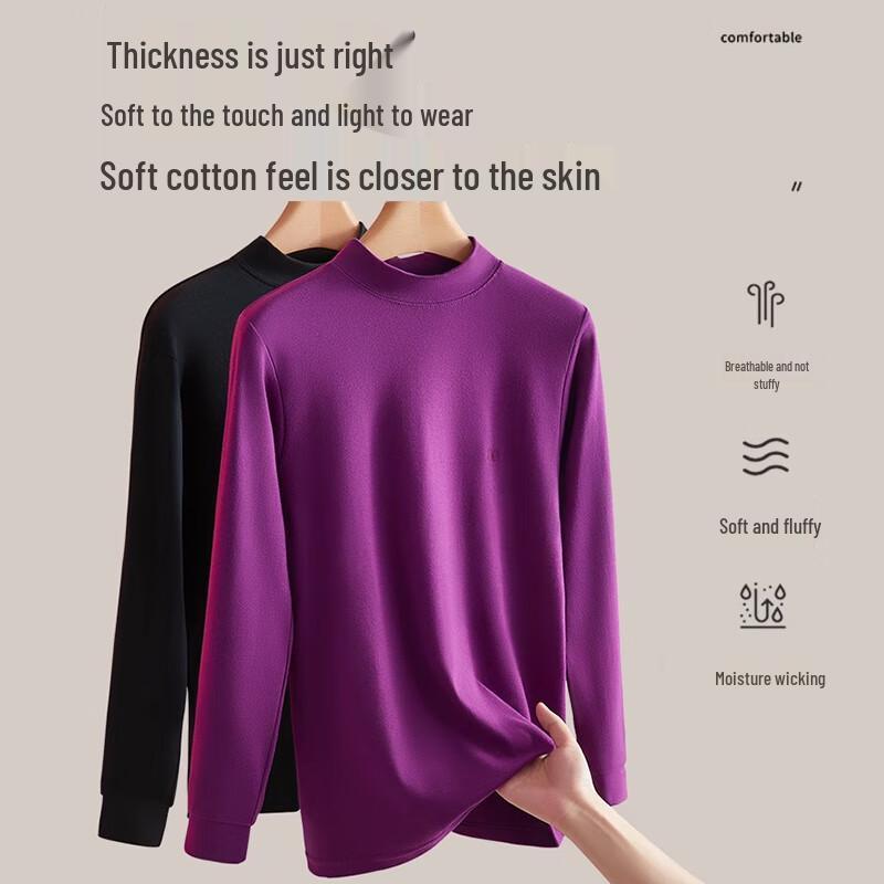 Langsasha Women's Mid-Neck Cotton Thermal Underwear Set