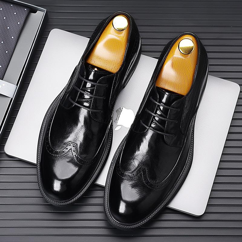 Men's Autumn Lambskin Brogue Shoes - Formal & Casual Lace-up 