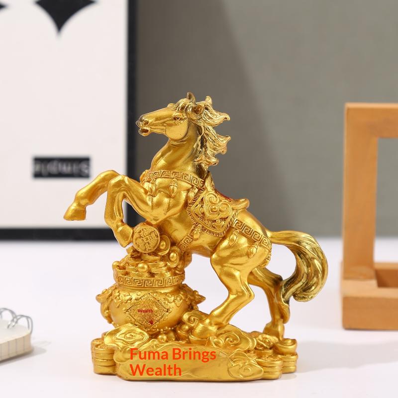 Wealth & Prosperity Horse Statue | Silver Horse Feng Shui Decor for Home & Office Good Luck Ornament золотой