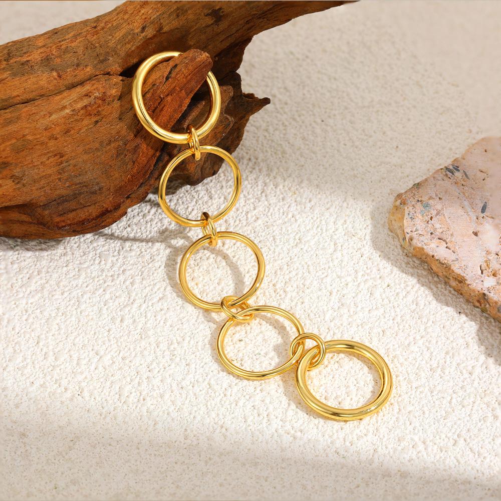 Statement Stainless Steel Multilayer Stackable Link Chain Ring 18K Gold Color Connecting Ring Fashion Jewelry Party Gifts