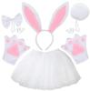 Women Girls Plush Animal Easter Bunny Ear Headband Tail Bow Skirt Birthday Party Baby Shower Halloween Rabbit Cosplay Costume