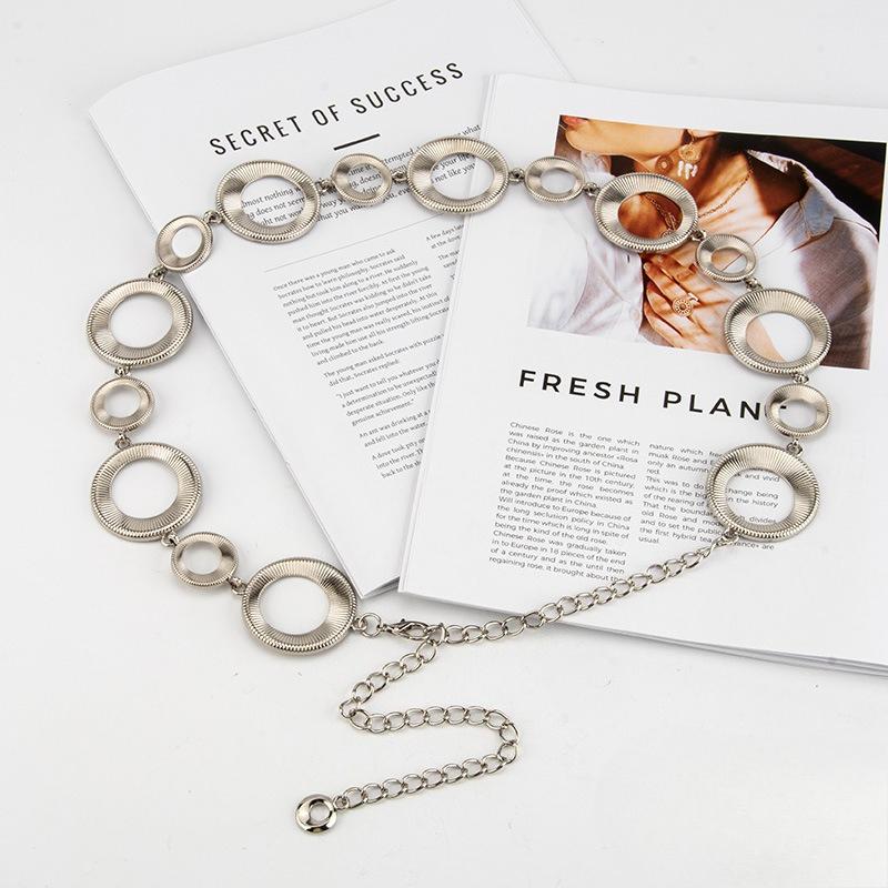 Fashionable and Noble Temperament Metal Waist Chain Women's European and American Dress Ring Accessories Design Belt Women's Style