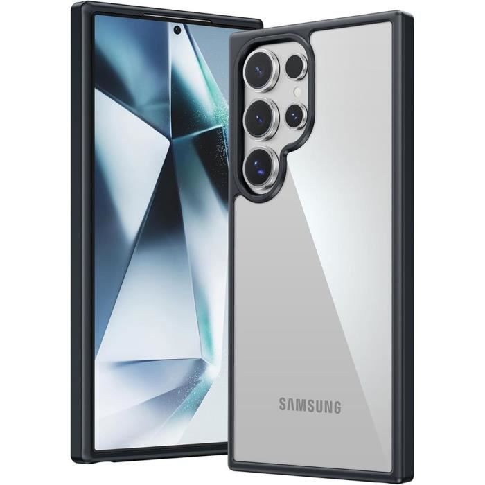 Ochranný kryt - BOOLING - pro Samsung Galaxy S25 Ultra - Černý silikon - Průhledná PC záda - Nárazuvzdorný