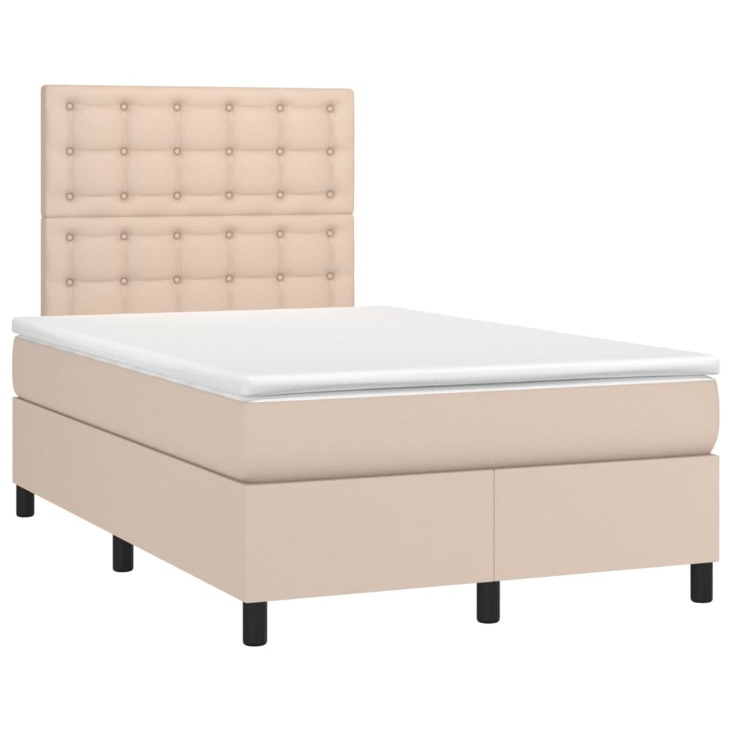 Vidaxl Łóżko Kontynentalne, Materac I Led Cappuccino 120X200Cm