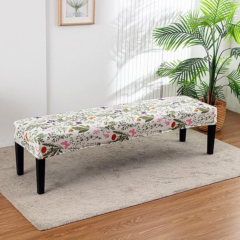 1 szt. Długi pokrowiec na stołek Antypoślizgowy pokrowiec na długą ławkę Pyłoszczelny ochraniacz na ławkę Elastyczny pokrowiec owijający w całości z nadrukiem kwiatowym