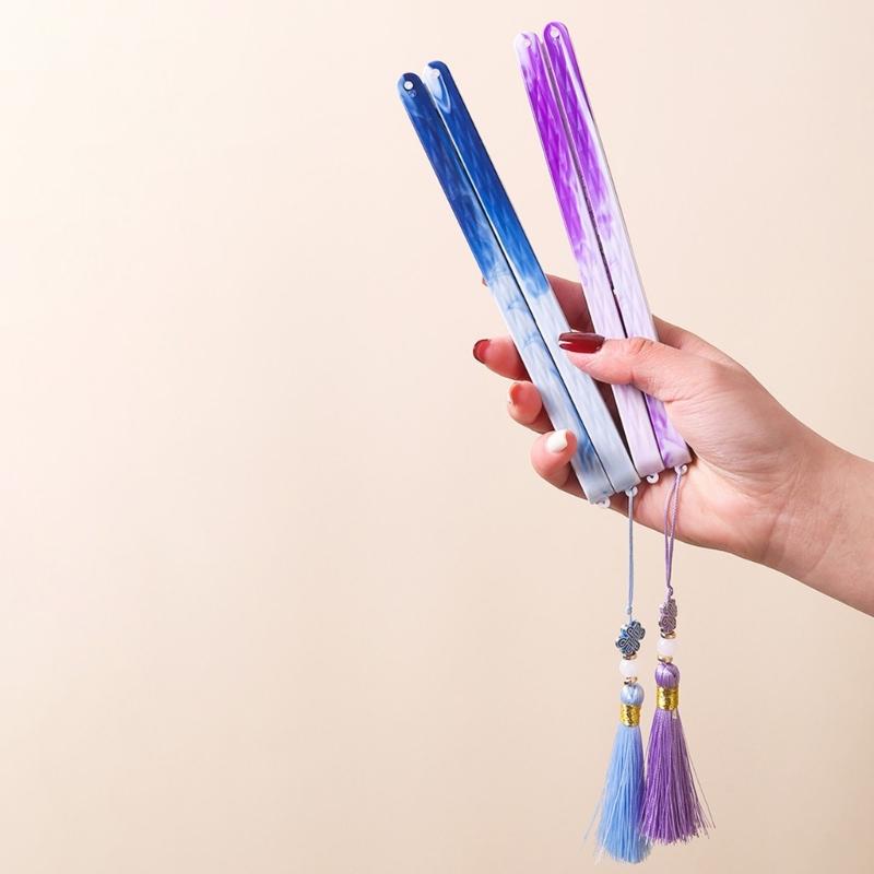 Handheld Hand Fan With Pendant Magnetic Folding Fan For Women Vintaged Shape Paper Fan For Weddings And Decorations