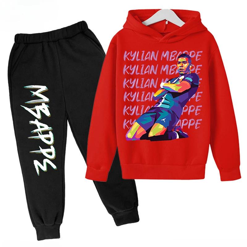 

Spring and Autumn Mbappe Printed Children s Hoodie Set Sweatshirt Pants Sportswear 2-piece Set for Boys and Girls Kids Clothes 140