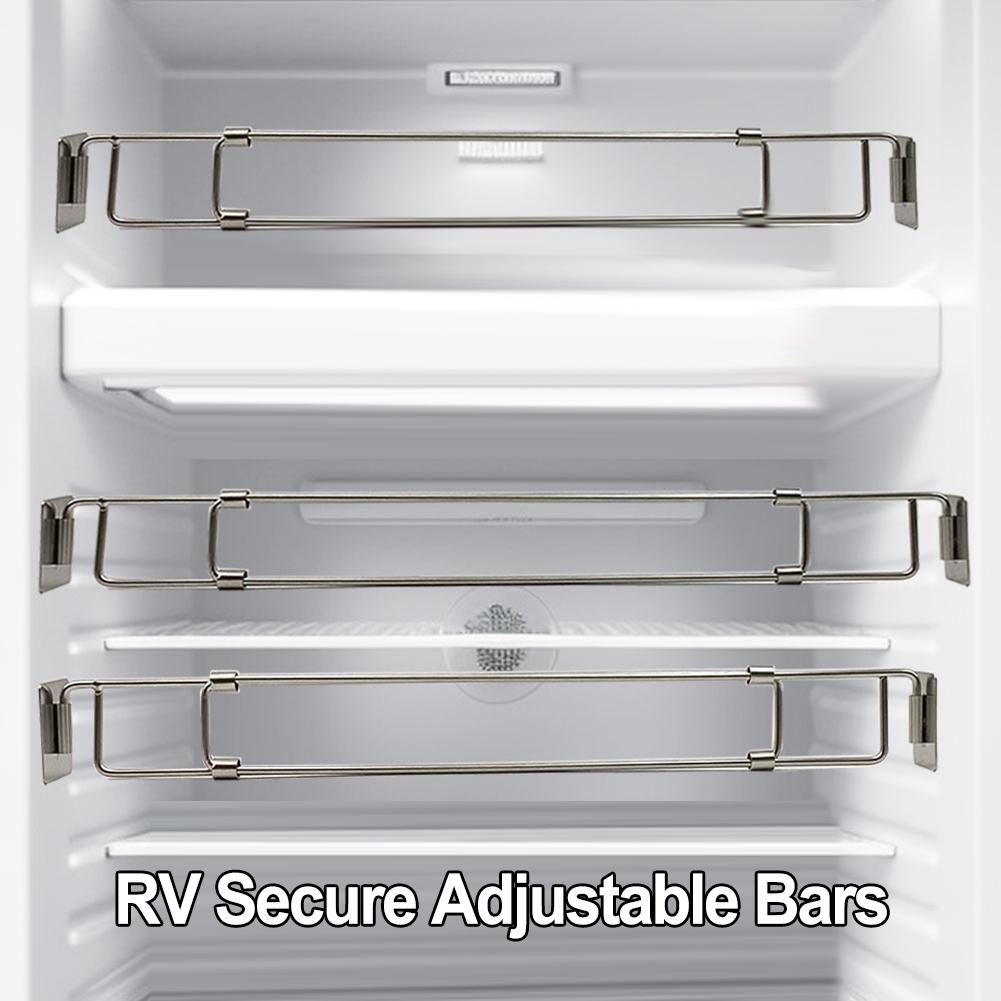 RV Refrigerator Bar Stainless Steel Adjustable Fridge Tension Rod Holds Food Drinks In Place,Tension-Style 35.5-65CM Kitchen Kit