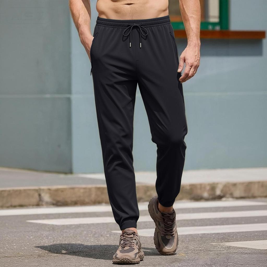Men's Lightweight Running Pants Elastic Waistband Jogger Sweatpants with Zipper Pockets for Fitness Training and Outdoor Sports