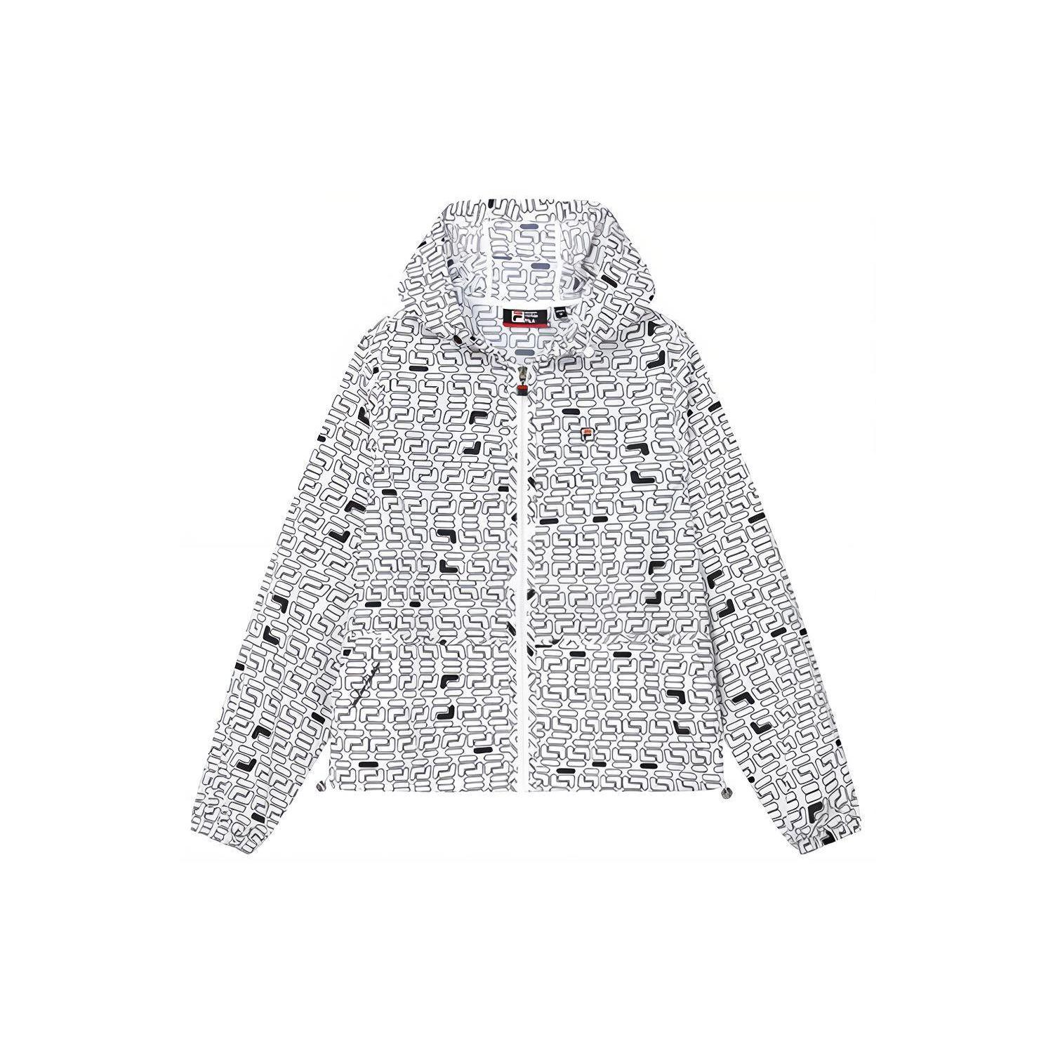 

FILA All-Over Print Sports Casual Woven Hooded Jacket Women jackets Standard-White F11W221703F-WT M