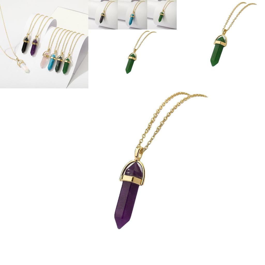 Elegant Geometric Alloy Pendant Necklace With Colorful Natural Stones For All Occasions