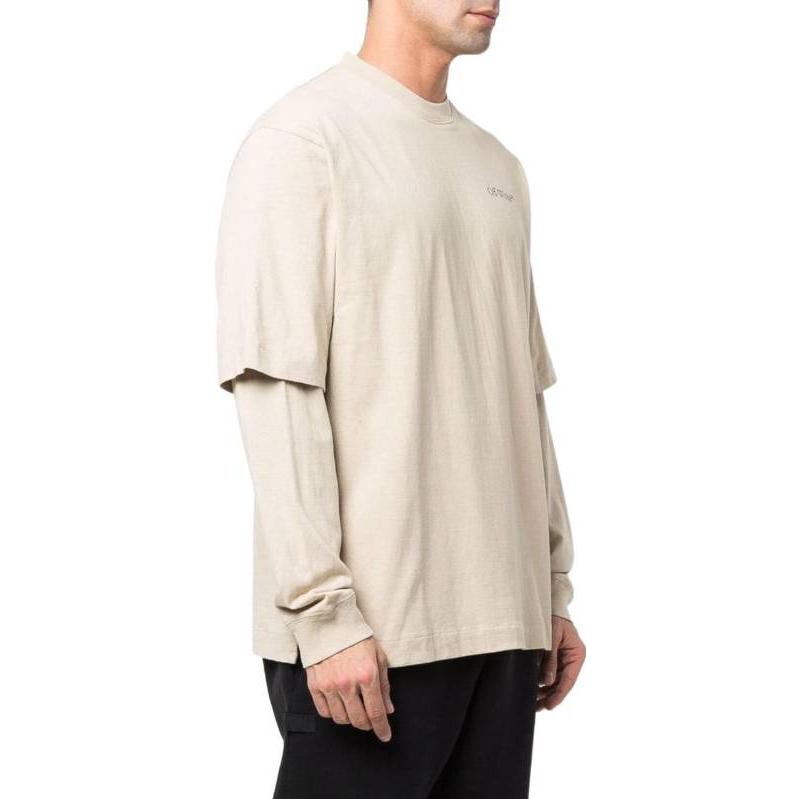 Off-White Caravag Arrow Logo Double Sleeve Longsleeve Beige Men Streetwear OMAB068S22JER0011710