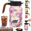 1500 ML Vintage Blumendekor Teekanne Edelstahl-Teekanne mit integriertem Sieb Mehrzweck-Thermoskannen für Kaffee für Zuhause