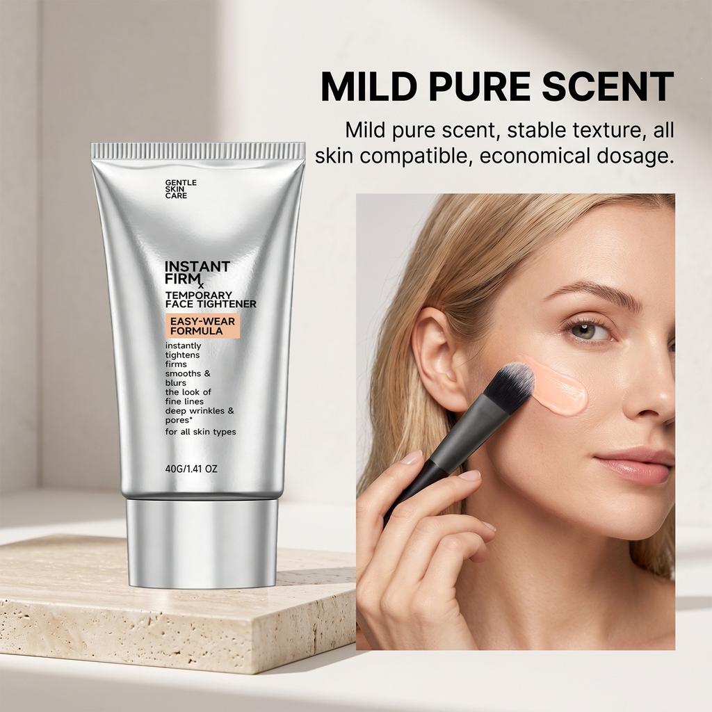 Sofort Straffender Temporärer Gesichtsstraffer 40g mit Pinsel, Anti-Aging Gesichtsstraffungscreme für Feine Linien, Falten & Poren, Straffendes Hautpflegeprodukt