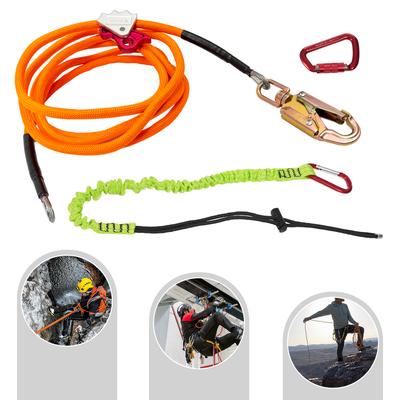 14ft Stahl-Flip-Line, Dreifach verriegelnder Karabiner Baumkletter-Fangseil 20kN Polyesterseil für Dacharbeiten Baumpfleger Elektriker Rettung