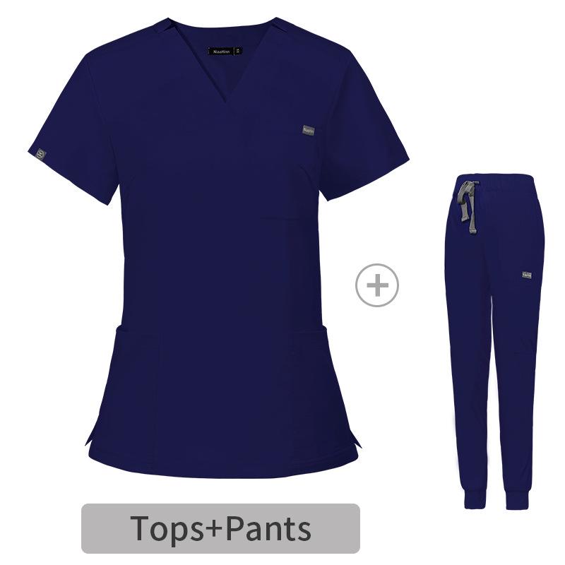 Elastisches V-Ausschnitt Kurzarm Schwesternuniform-Set für Damen - Chirurgischer Schlupfanzug auf Lager