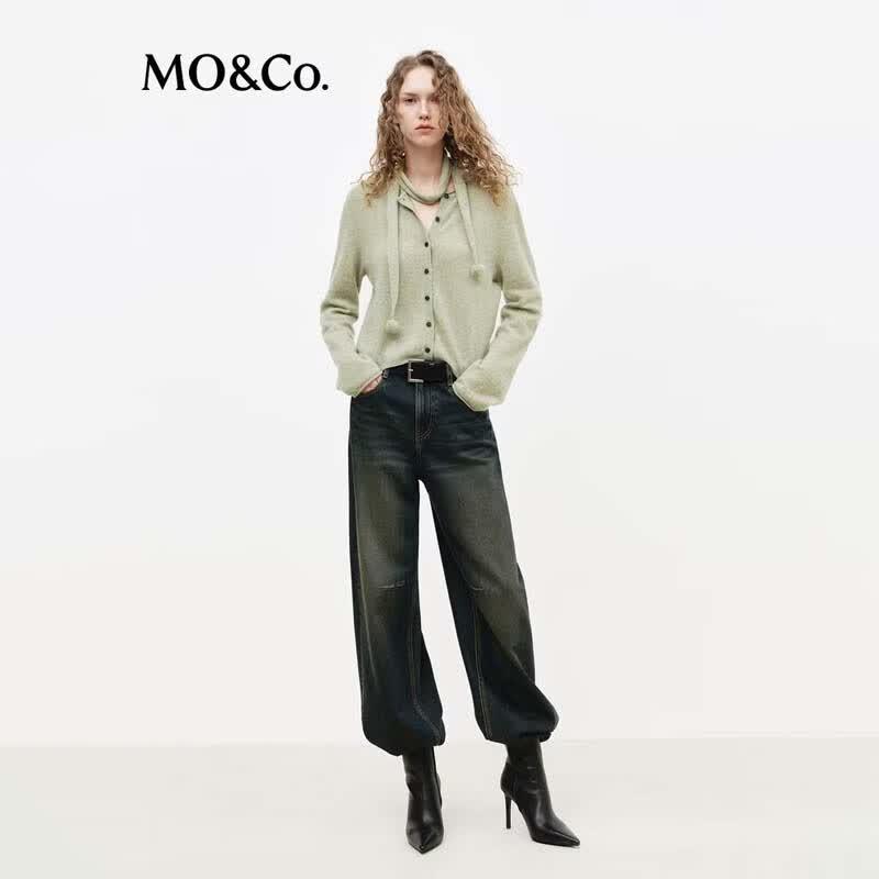 

MO&Co. Women s Rolled Edge Knitted Cardigan with Scarf M