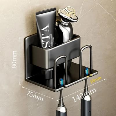 Punch Free Nástěnný držák elektrického zubního kartáčku Zubní pasta Nádobka na břitvu na vousy Úložný háček Organizér sady koupelnového příslušenství