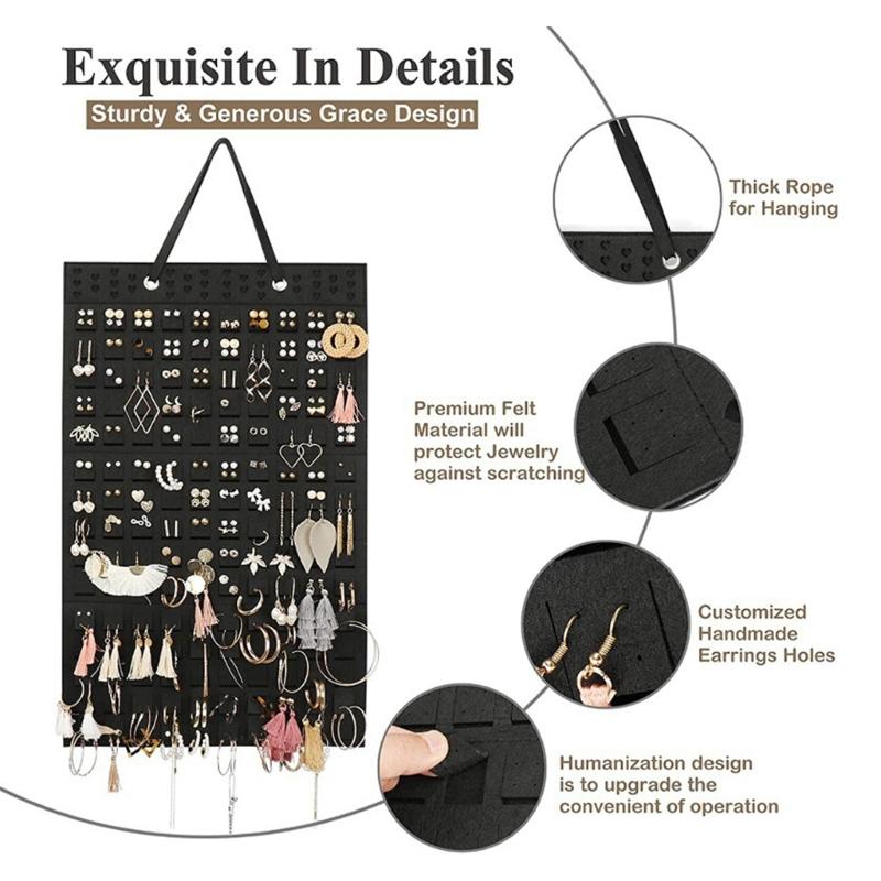 Hanging Jewelry Organizers, Felt Pocket Storage Rack for Necklaces,Bracelets,Earrings and Rings Stylish and Functional