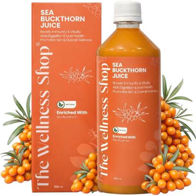 The Wellness Shop Sea Buckthorn Juice for Immunity Boost | Natural Vitamin C, Omega 3 6 7 9, Antioxidants | Immunity, Skin Glow & Gut Health Supp