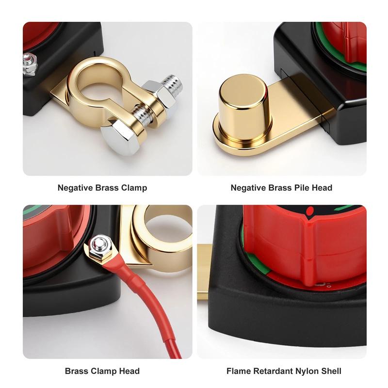 Top Post Battery Disconnect Switch 12V-48V With Led Voltmeter Dc 5-60V Battery Kill Switch On/Off Battery Cut Off Switch For Car