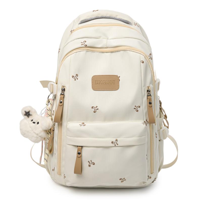 Damen-Rucksack mit Stickerei-Schleife, große Kapazität, Schultasche für Studenten