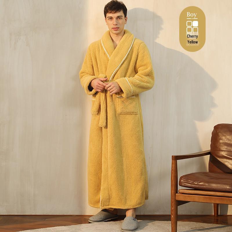 Mens & Womens Luxurious Extra Long Fleece Bathrobe - Thick, Plush, Plus Size Autumn/Winter Pajamas for Couples