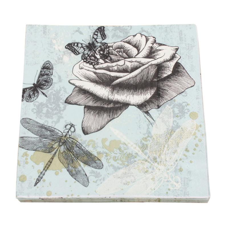Printed Flower Paper Napkins For Wedding & Party Decoration Tissue Fabric Decoupage Napkin