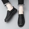 Men Brown Slip on Moccasins Hiking Shoes Black Flats Driving Shoes Blue Handmade Casual Wide Head Shoes Plus Size