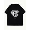 Oversized T Shirt Black Heart World Map Print With A Sense Of Ritual In Life And Ptb Brand Sader Text For Casual Wear