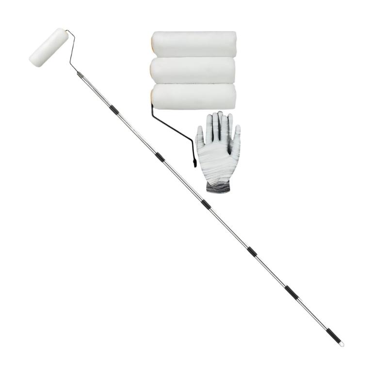 67 Inch Metal Paint Roller Extension Handle With 9 Inch Thick Fiber Sleeve For Consistent Wall Painting