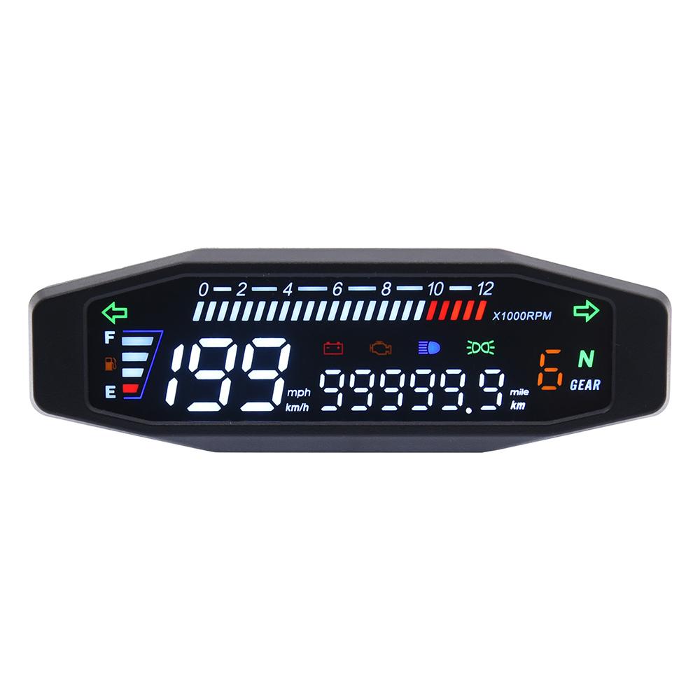 Newest Universal Motorcycle Speedometer Digital Meter LED Tachometer Dashboard Instrument Panel Meter LCD Display without sensor