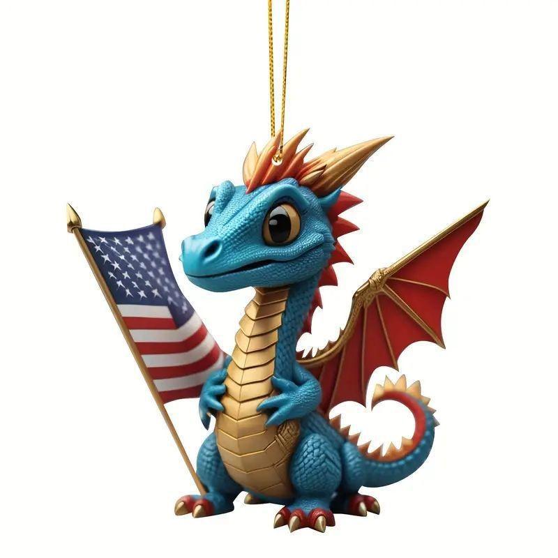 

Eyecatching Blue Acrylic Fire Dinosaur Hanging Decoration For Stylish Car Interiors 2