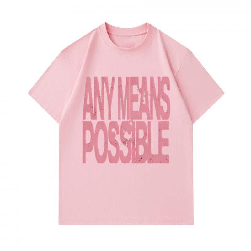 Men's 100% Cotton Crew Neck Short Sleeve T-Shirt, Casual Any Means Possible Letter Print Soft Breathable Lightweight Daily Wear Tee for Casual Outdoor