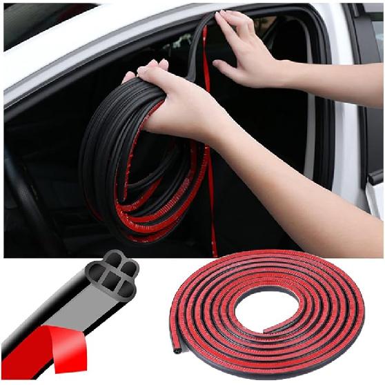 Mandark Car Door Seal Strip, Rubber Double Layer Vehicle Weather Stripping, 32.8Ft 5 Hole Soundproof Self Adhesive Automotive Sealing Strip