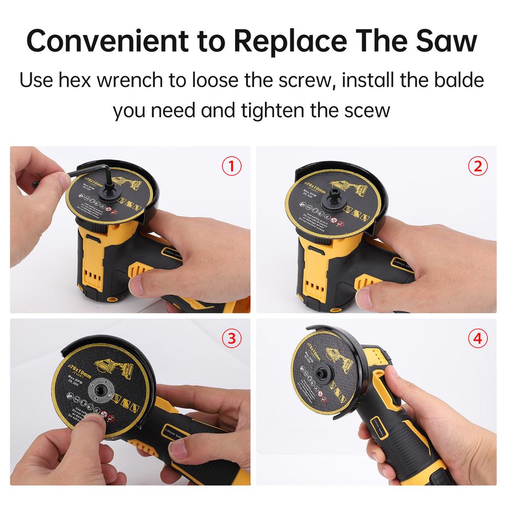 Handheld Angle Grinder Tool 21V Cordless Cutting Polishing Machine with Rechargeable Battery 19500rpm/min MINI Tile Cutter