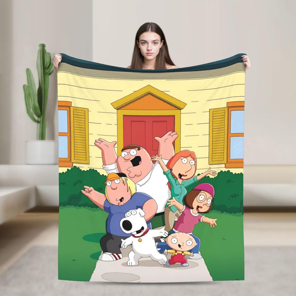 Families Cartoon Peter Griffin Guys Flannel Throw Fashion Blanket Funny TV for Bed Knitted Fashion Blanket Car Super Soft Multifunction