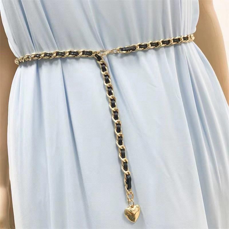 Chain Belt Female Waist Metal Belts For Women Luxury Tassel Thin Waistband Dress Coat Adjustable Corset