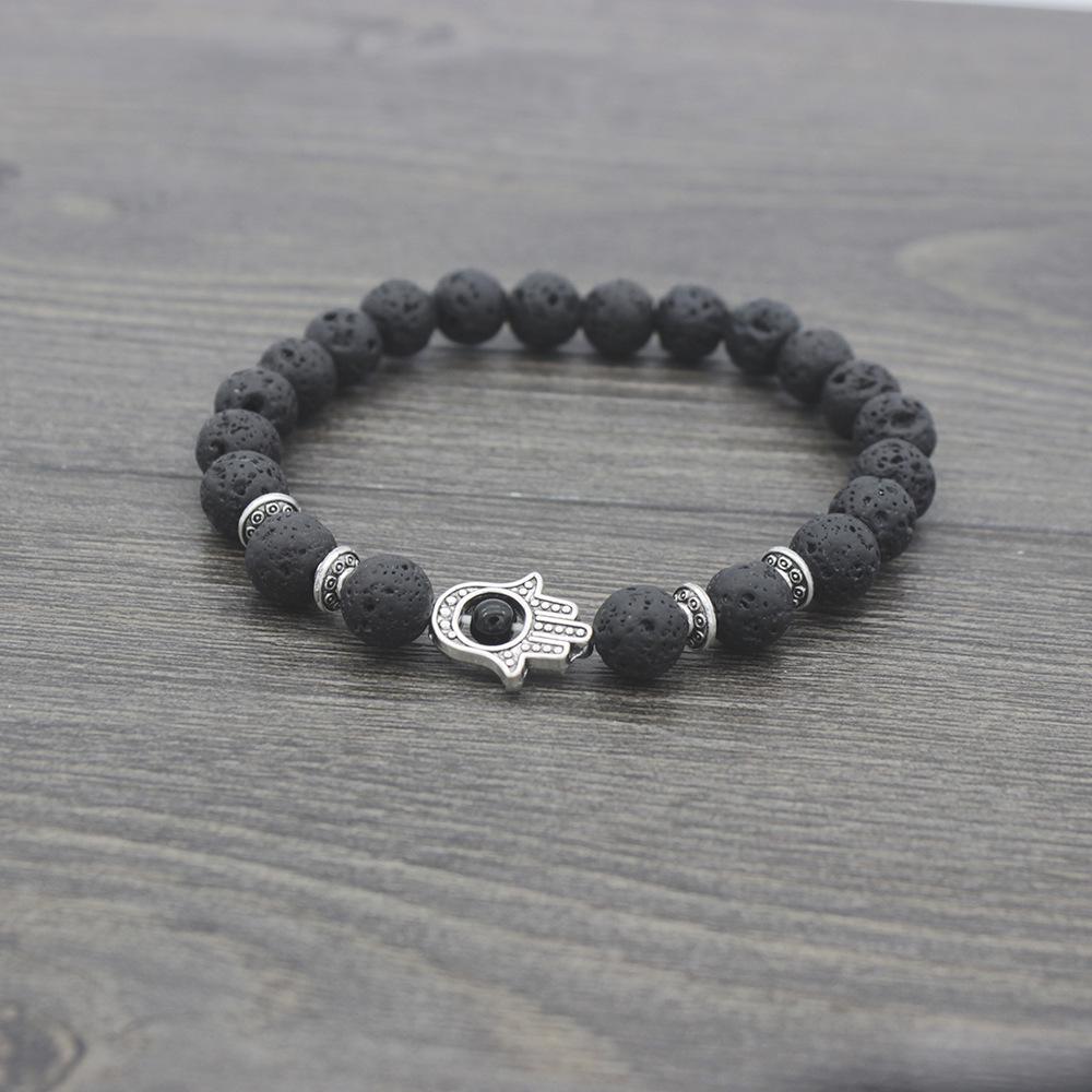 European & American Style 8MM Volcanic Rock Fatima Hand Bracelet