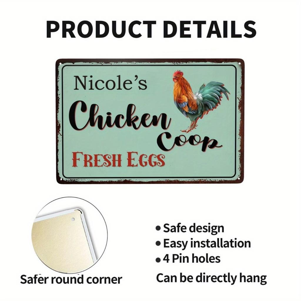 Custom Metal Rooster Sign Farmhouse Wall Art Outdoor Decor