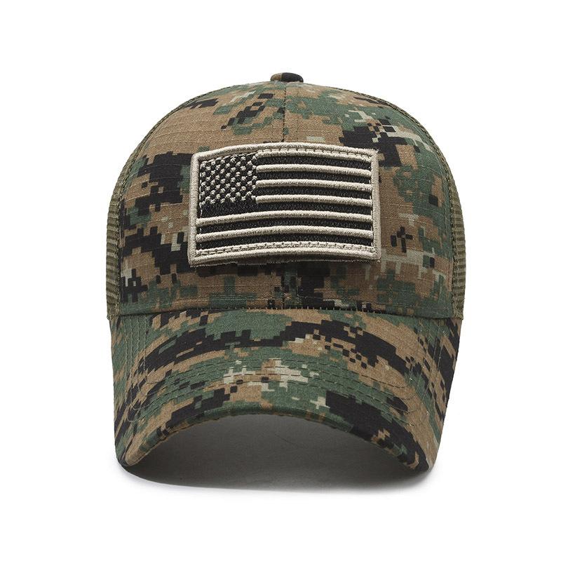 Embroidery American Flag Sticker Baseball Cap Unisex Outdoor Camouflage Sunscreen Hat Men Women Adjustable Breathable Cap
