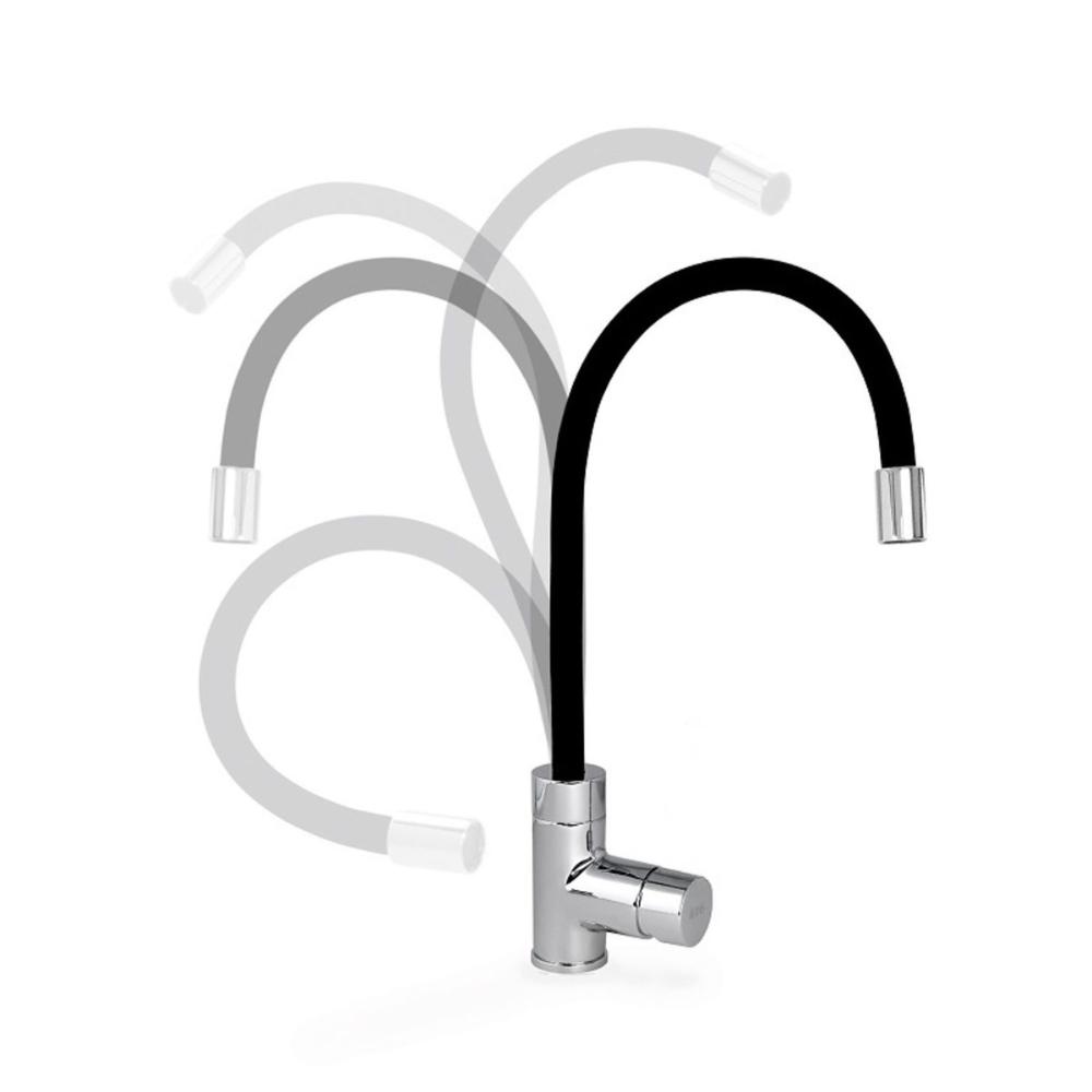 Set of a Free-standing Kitchen Tap with a Flexible Spout, Flexible Hoses and Aerator