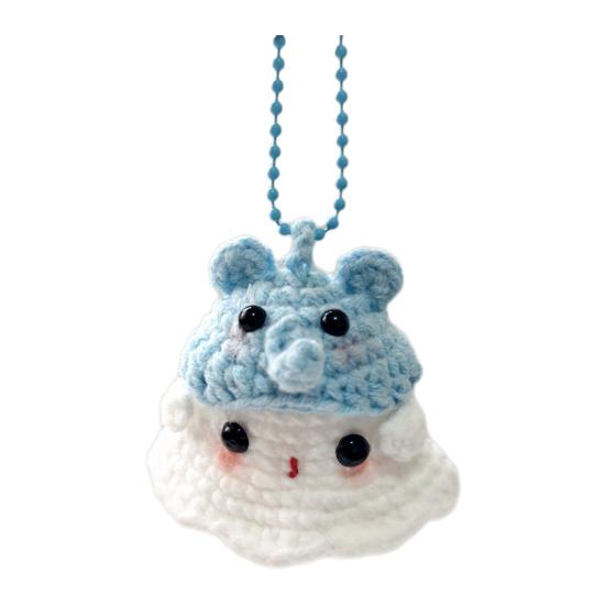 Halloween Crochet Ghost Ornament Cute Handmade Knitted Frog/Cat/Spider/Strawberry Ghost Hanging Decoration for Car Rearview Mirror Bag Charm