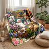 Puppies and Butterflies Garden Theme blanket Lightweight Warm Flannel Blanket Decorative Throw Blanket for Home Decoration