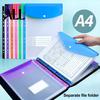 Document Protector Pouch 3Pcs 11 Hole A4 File Folder with Snap Button, Colorful Organizer, Dustproof Cover Horizontal & Vertical Transparent