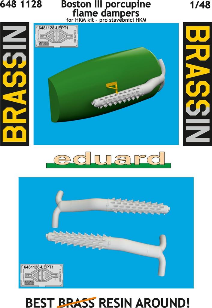 Eduard 1/48 DB-7B Boston III Flame-Suppressing Exhaust Pipe (for HK Models) Plastic Model Parts EDU6481128 (Airplane)