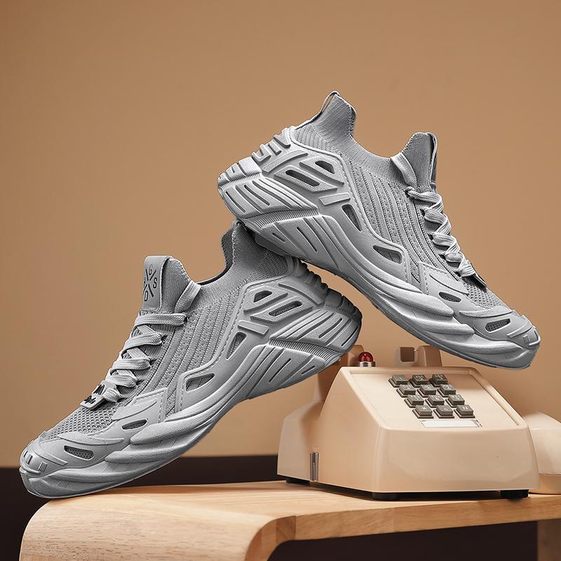 

Men s shoes casual running sports fly-woven shoes men s summer breathable lace-up platform single shoes new trendy shoes 44