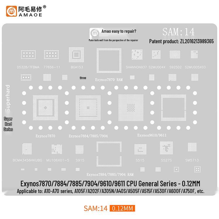Amao Suitable Solder Paste Stencil for Samsung S20/S21/A70/A90/J720/S10+/Note10 Multi-Purpose Chip